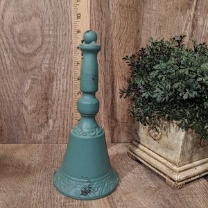 Vintage Style Wrought Iron Bell Turquoise Blue